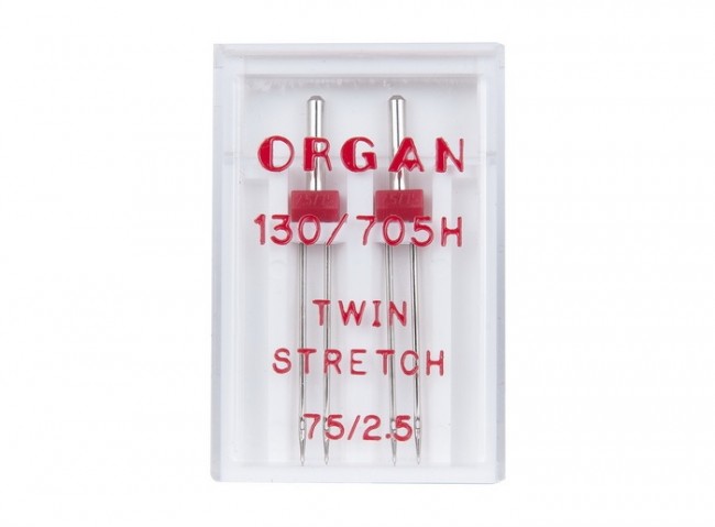Иглы Organ Двойные 2-75/2,5 супер стрейч